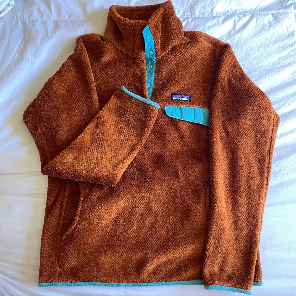Patagonia orange rust fleece pullover medium